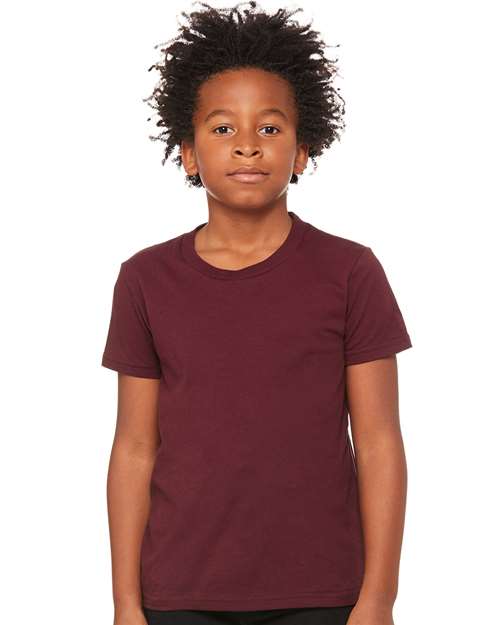 BELLA + CANVAS 3001Y, Youth Jersey Tee, Maroon
