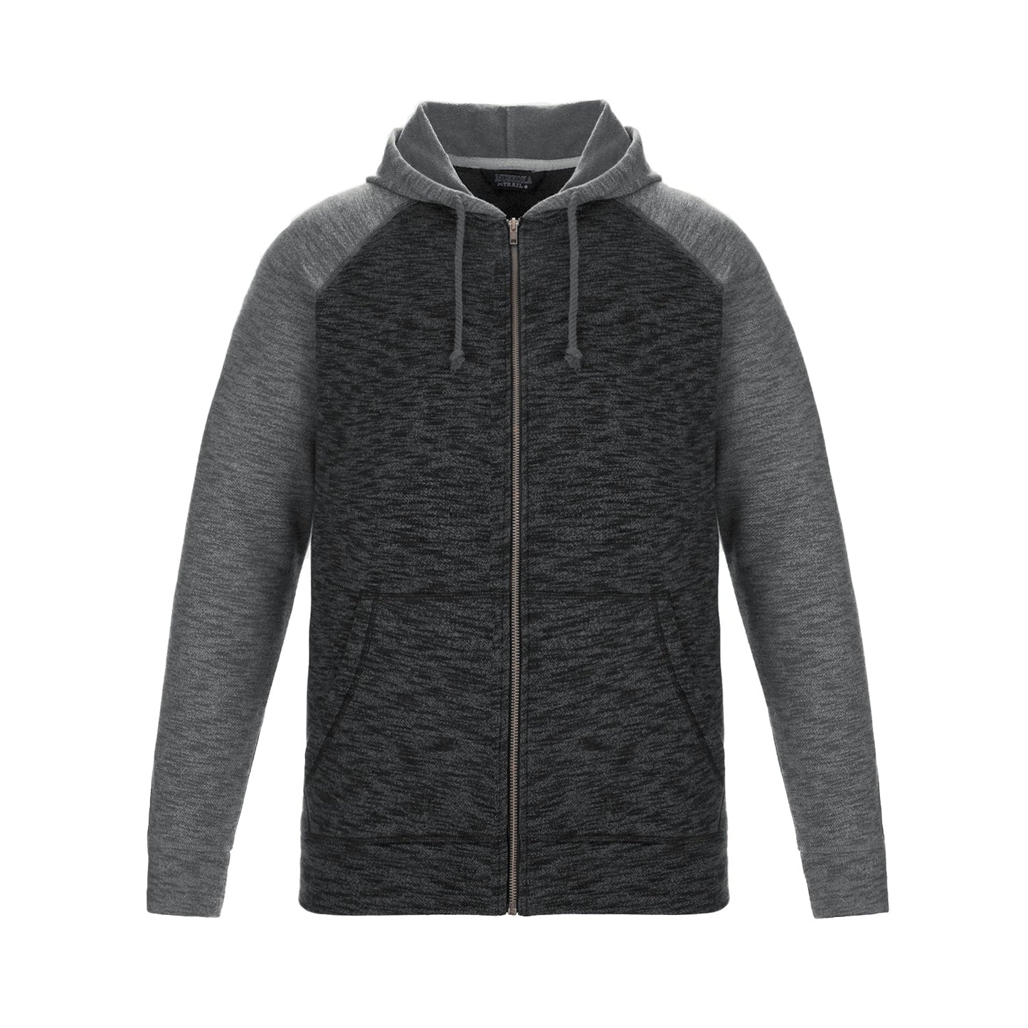 L00755 - Irvine - Adult Full Zip Hooded Sweatshirt Black Gunmetal Heather 60% Cotton 40% Recycled Polyester 755 adult eco-friendly mens Muskoka Trail sustainable