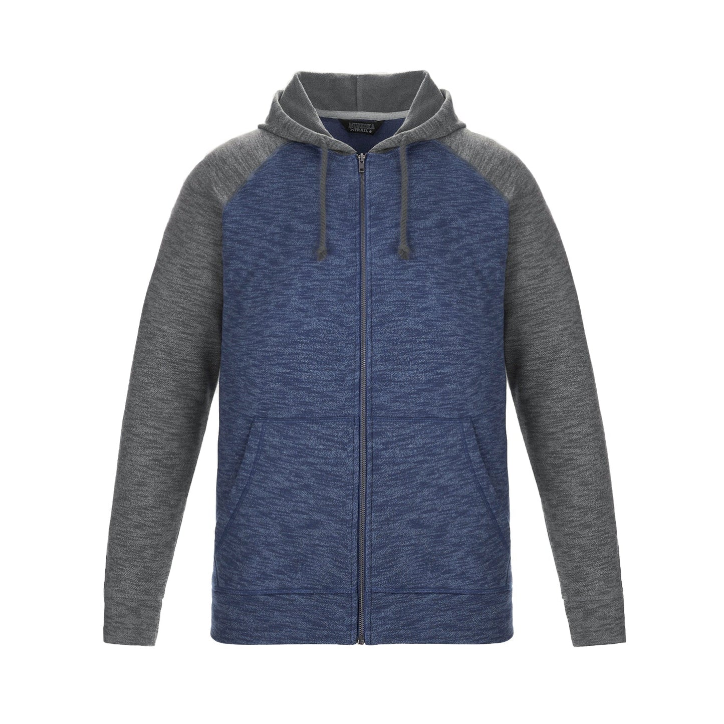 L00755 - Irvine - Adult Full Zip Hooded Sweatshirt Navy Gunmetal Heather 60% Cotton 40% Recycled Polyester 755 adult eco-friendly mens Muskoka Trail sustainable