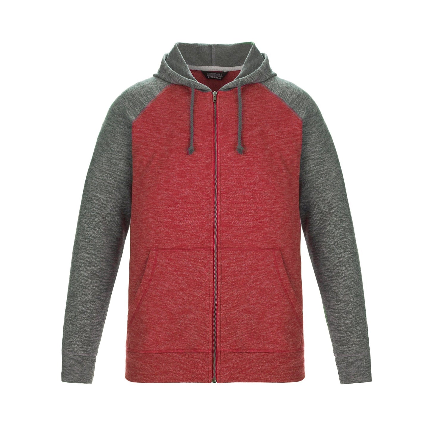 L00755 - Irvine - Adult Full Zip Hooded Sweatshirt Red Gunmetal Heather 60% Cotton 40% Recycled Polyester 755 adult eco-friendly mens Muskoka Trail sustainable