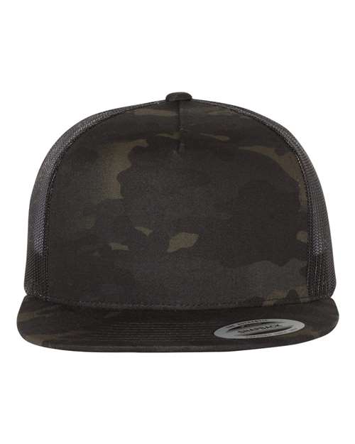 YP Classics 6006, Classic Five-panel Trucker Cap, Multicam Black/ Black