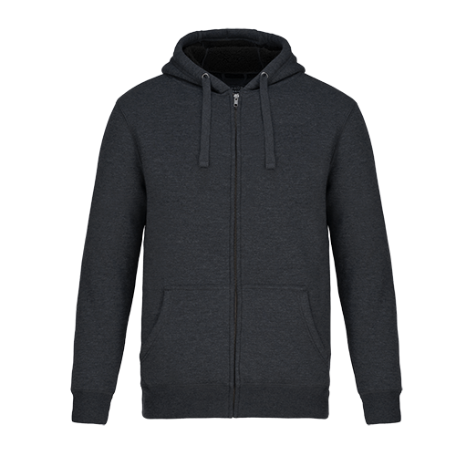 L00785 - Yolo - Adult Full-Zip Hooded Sweatshirt w/ Sherpa Fleece Charcoal Heather 60% Cotton 40% Recycled Polyester 785 adult carhartt eco-friendly mens Muskoka Trail sherpa sustainable sweater yolo785