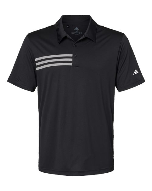 Adidas A324, Men's 3-stripes Chest Polo, Black/ White