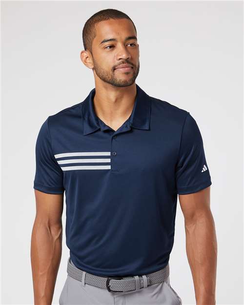 Adidas A324, Men's 3-stripes Chest Polo, Collegiate Navy/ White