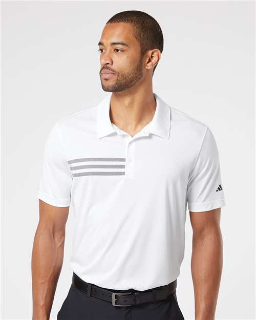 Adidas A324, Men's 3-stripes Chest Polo, White/ Black