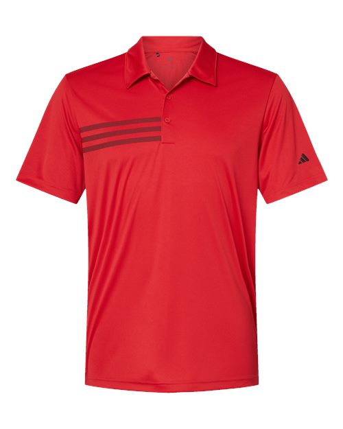 Adidas A324, Men's 3-stripes Chest Polo, Collegiate Red/ Black