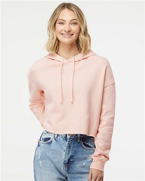 Independent Trading Co. AFX64CRP, Women’s Lightweight Crop Hooded Sweatshirt, Blush