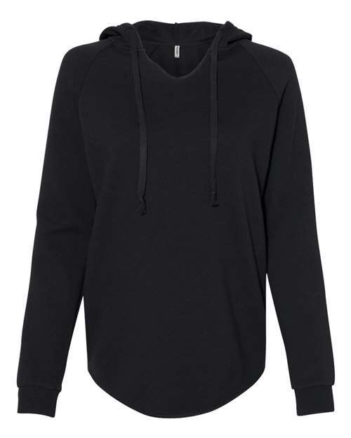 Independent Trading Co. PRM2500, Women’s Lightweight California Wave Wash Hooded Sweatshirt, Black