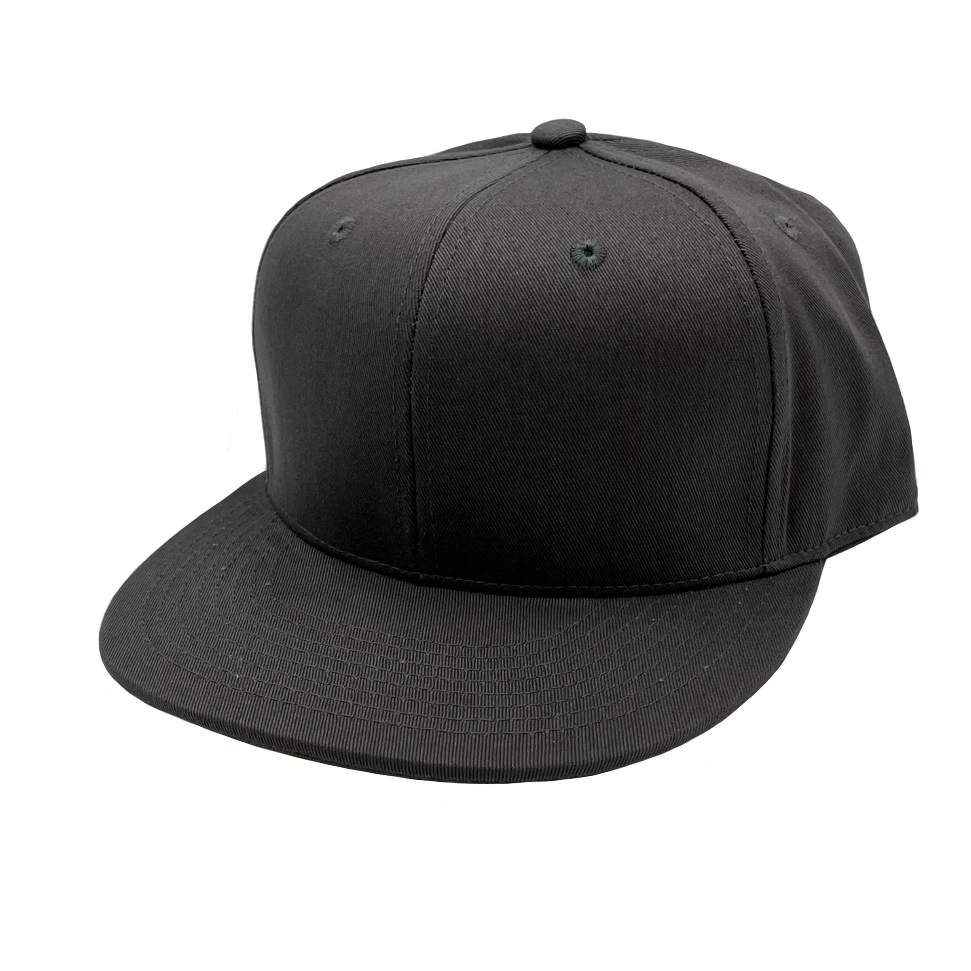 GNV-019 - 6 Panels Round Flat Bill Snapback Charcoal One Size 6 PANELS COTTON FLAT HIGH PROFILE nissi caps SNAPBACK STRUCTURED UNISEX