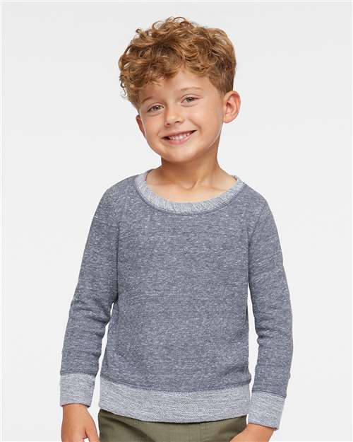 Toddler Harborside Mélange French Terry Crewneck Sweatshirt - - 7861 Navy Melange 02338 3379 6-6.9 oz Cotton Cotton - Combed Crewneck Fleece - Premium - Crew French Terry Go To Fashion Heavy (Over 6 oz) Infants / Toddlers Jersey Long Sleeves No Treatment No Visible Logos Polyester Polyester - Over 50% Pullovers Rabbit Skins Socially Conscious Manufacturing Sustainable Styles Sweatshirts Sweatshirts & Fleece Tops Unisex