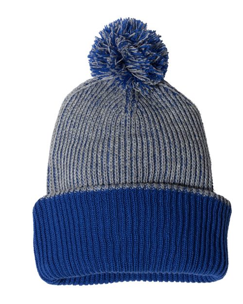 12" Speckled Pom-Pom Cuffed Beanie - - 8158 07095 Adult Beanies Cuffed / Cuffs Fitness and Wellness Headwear Knit Mens & Unisex No Visible Logos One Size Outerwear Ribbed School & Team Socially Conscious Manufacturing SP70 Sportsman Sustainable Styles Unisex Value Fashion