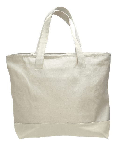 Q-Tees Q1300, 19l Zippered Tote, Natural/ Natural