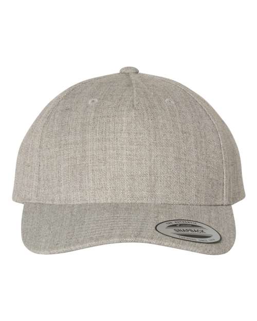 Premium Five-Panel Curved Bill Snapback Cap - - 8160 Heather Grey Adjustable 07295 5789M Adjustable Adult Back to School 2025 CA Blends Fitness and Wellness Five-Panel Go To Fashion Hats Headwear Mens & Unisex Mid Profiles No Visible Logos One Size Open Backs Pre-Curved Visor School & Team Snapback Structured Unisex What's New CA YP Classics