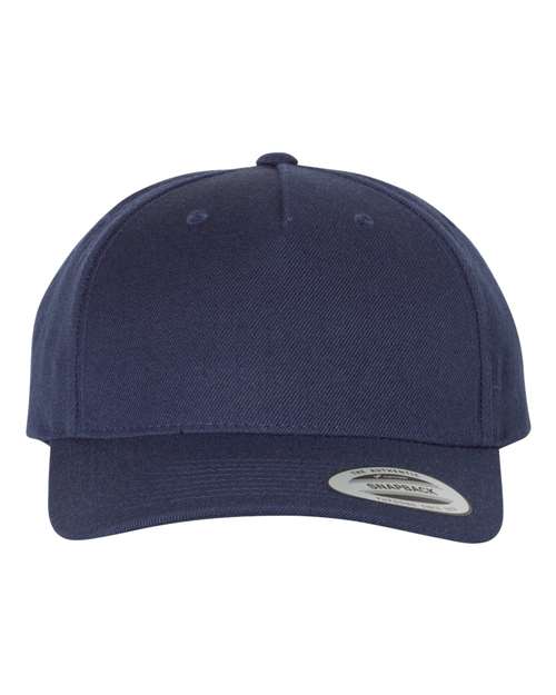 Premium Five-Panel Curved Bill Snapback Cap - - 8160 Navy Adjustable 07295 5789M Adjustable Adult Back to School 2025 CA Blends Fitness and Wellness Five-Panel Go To Fashion Hats Headwear Mens & Unisex Mid Profiles No Visible Logos One Size Open Backs Pre-Curved Visor School & Team Snapback Structured Unisex What's New CA YP Classics