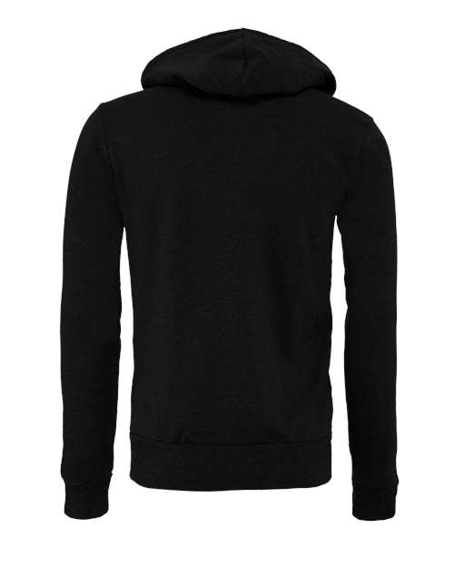 BELLA + CANVAS 3739, Unisex Sponge Fleece Full-zip Hoodie Sweatshirt, Black Heather