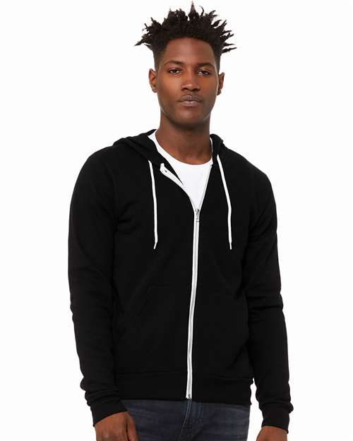 Unisex Sponge Fleece Full-Zip Hoodie Sweatshirt - DTG Black -  - 2769