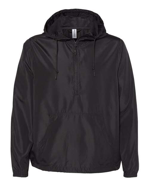 Independent Trading Co. EXP54LWP, Unisex Lightweight Quarter-zip Windbreaker Pullover Jacket, Black