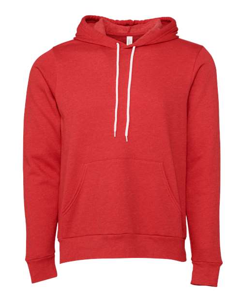 BELLA + CANVAS 3719, Unisex Sponge Fleece Hoodie Sweatshirt, Heather Red