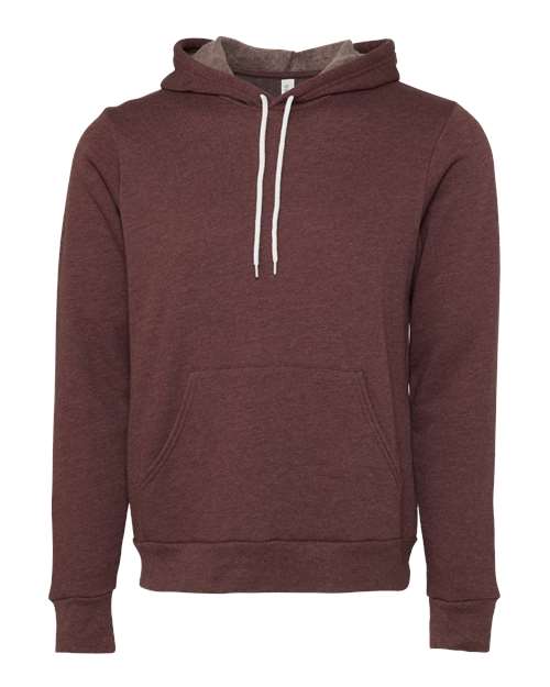 BELLA + CANVAS 3719, Unisex Sponge Fleece Hoodie Sweatshirt, Heather Maroon