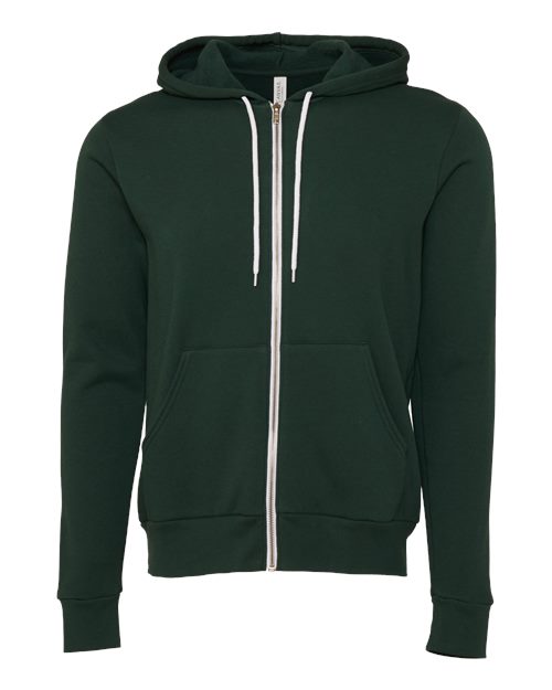 BELLA + CANVAS 3739, Unisex Sponge Fleece Full-zip Hoodie Sweatshirt, Forest