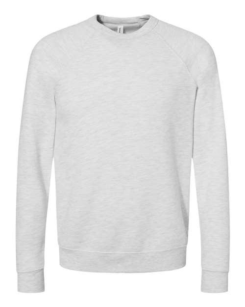 BELLA + CANVAS 3901, Unisex Sponge Fleece Raglan Crewneck Sweatshirt, Ash