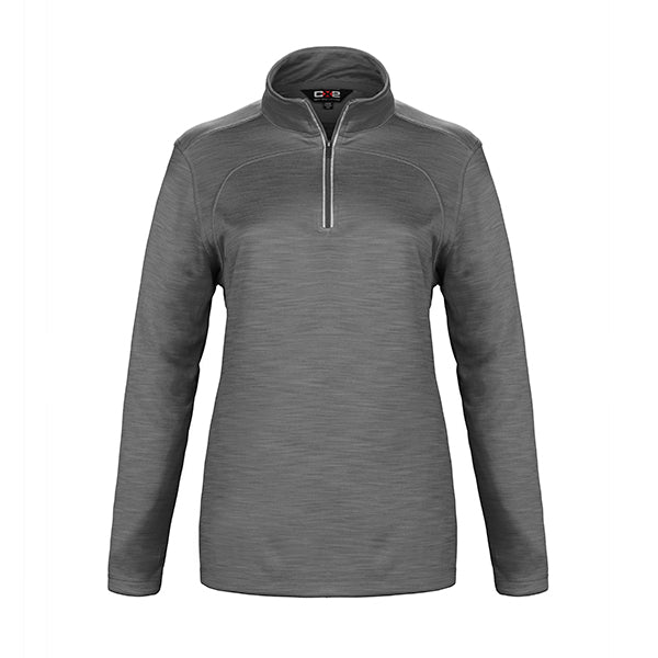 L00876 - Meadowbrook - Ladies Interlock 1/4 Zip Pullover Grey 1/2 zip 1/4 zip 876 CX2 Ladies meadowbrook Women