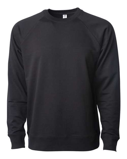 Independent Trading Co. SS1000C, Unisex Icon Lightweight Loopback Terry Crewneck Sweatshirt, Black