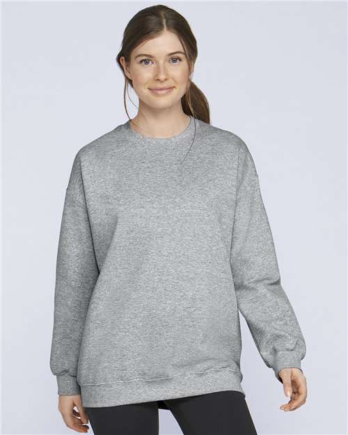 Gildan SF000 Unisex Softstyle® Midweight Crewneck Sweatshirt Sport Grey Cotton Cotton-Poly Blend Crewneck Fleece Midweight Moisture-Wicking Outerwear Polyester Regular Fit Spandex Sport / Athletic Super Heavyweight Sweatshirts & Fleece Tear-Away Label Tops Womens Womens Tops