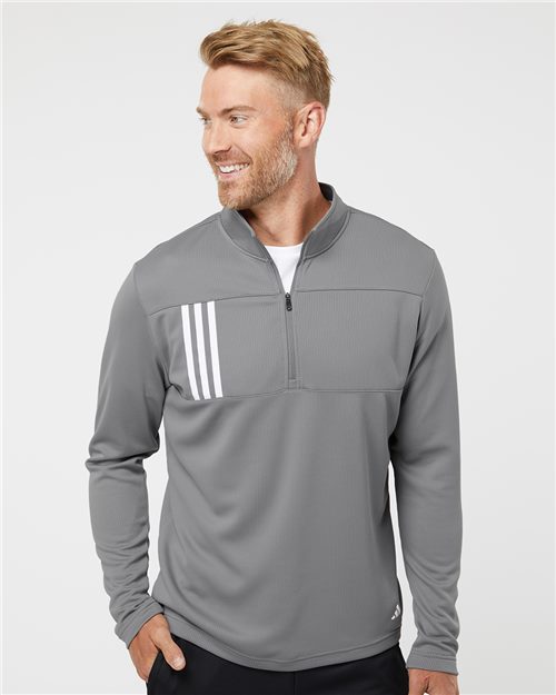 Men's 3-Stripe Double Knit Quarter-Zip Pullover -  - 9168 - Toronto Screen Printing- Color