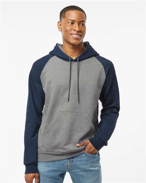 Fleece Raglan Hooded Sweatshirt - - 9363 Grey Heather Heather Navy S 00139 14 oz and over Adult Blends Cotton - Over 50% Cotton - Ringspun Cuffed / Cuffs Drawstring Fleece Fleece - Premium - Hood Heavy (Over 6 oz) Hooded KF4042 King Fashion Long Sleeves Media Pocket Mens & Unisex No Visible Logos Pockets Polyester Raglans Ribbed Sweatshirts Sweatshirts & Fleece Tops