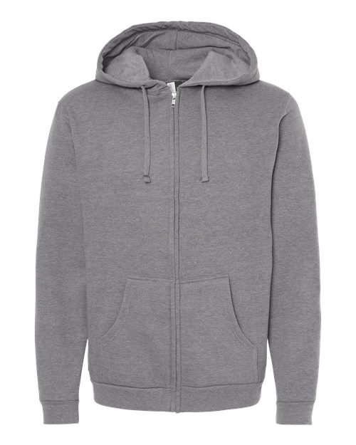 M&O 3331, Unisex Zipper Fleece Hoodie, Heather Grey