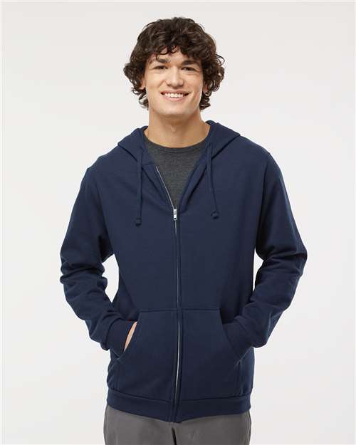 M&O 3331, Unisex Zipper Fleece Hoodie, Navy