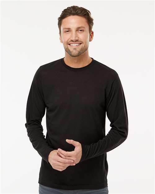 Poly-Blend Long Sleeve T-Shirt - - 9412 Black 00542 3520 6-6.9 oz Blends Cotton Cotton/Poly (50/50) Crewneck Fall Layering CA Fall Style Guide 2024 CA Long Sleeves M&O Mens & Unisex No Visible Logos Polyester - Over 50% Regular (5-6 oz) S&S Exclusive Brands Side Seams T-Shirts T-Shirts - Long Sleeve The Edit Styles we're loving CA Tops