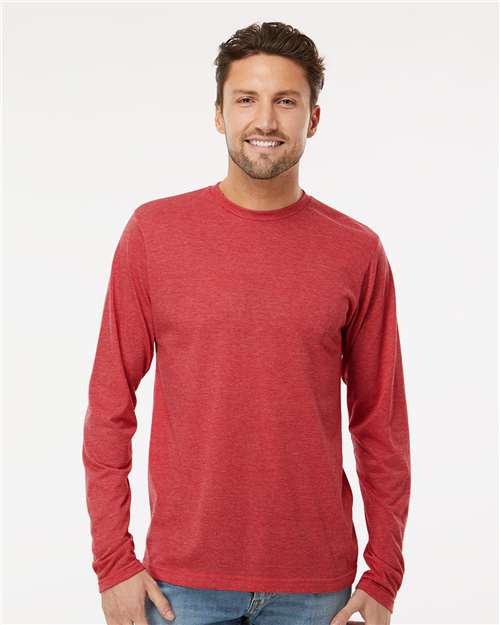Poly-Blend Long Sleeve T-Shirt - - 9412 Heather Red 00542 3520 6-6.9 oz Blends Cotton Cotton/Poly (50/50) Crewneck Fall Layering CA Fall Style Guide 2024 CA Long Sleeves M&O Mens & Unisex No Visible Logos Polyester - Over 50% Regular (5-6 oz) S&S Exclusive Brands Side Seams T-Shirts T-Shirts - Long Sleeve The Edit Styles we're loving CA Tops