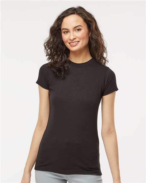 Women's Deluxe Blend T-Shirt - - 9416 Black 00642 3540 6-6.9 oz Adult Blends Cotton Cotton - Ringspun Crewneck Festival Season M&O No Visible Logos Polyester - Over 50% Regular (5-6 oz) S&S Exclusive Brands Short Sleeves Side Seams T-Shirts T-Shirts - Premium The Edit Styles we're loving CA Tops Womens