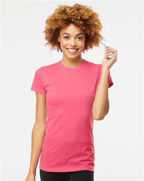 Women's Deluxe Blend T-Shirt - - 9416 Heather Fuchsia 00642 3540 6-6.9 oz Adult Blends Cotton Cotton - Ringspun Crewneck Festival Season M&O No Visible Logos Polyester - Over 50% Regular (5-6 oz) S&S Exclusive Brands Short Sleeves Side Seams T-Shirts T-Shirts - Premium The Edit Styles we're loving CA Tops Womens
