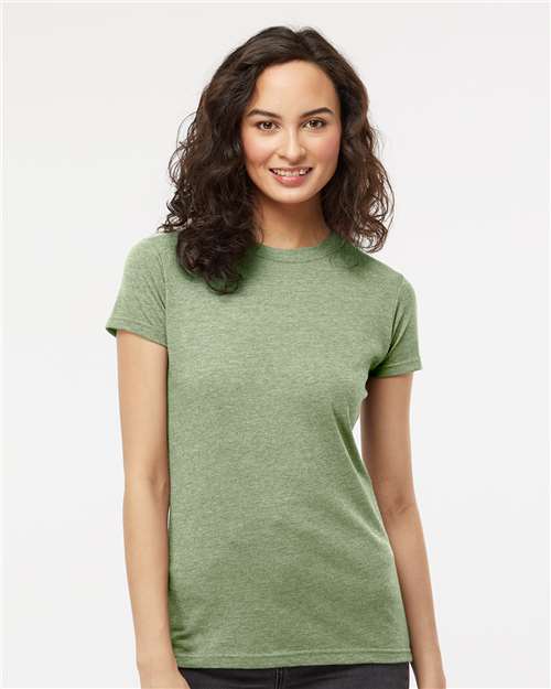 Women's Deluxe Blend T-Shirt - - 9416 Heather Green 00642 3540 6-6.9 oz Adult Blends Cotton Cotton - Ringspun Crewneck Festival Season M&O No Visible Logos Polyester - Over 50% Regular (5-6 oz) S&S Exclusive Brands Short Sleeves Side Seams T-Shirts T-Shirts - Premium The Edit Styles we're loving CA Tops Womens
