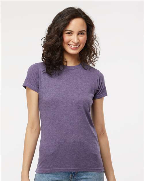 Women's Deluxe Blend T-Shirt - - 9416 Heather Purple 00642 3540 6-6.9 oz Adult Blends Cotton Cotton - Ringspun Crewneck Festival Season M&O No Visible Logos Polyester - Over 50% Regular (5-6 oz) S&S Exclusive Brands Short Sleeves Side Seams T-Shirts T-Shirts - Premium The Edit Styles we're loving CA Tops Womens
