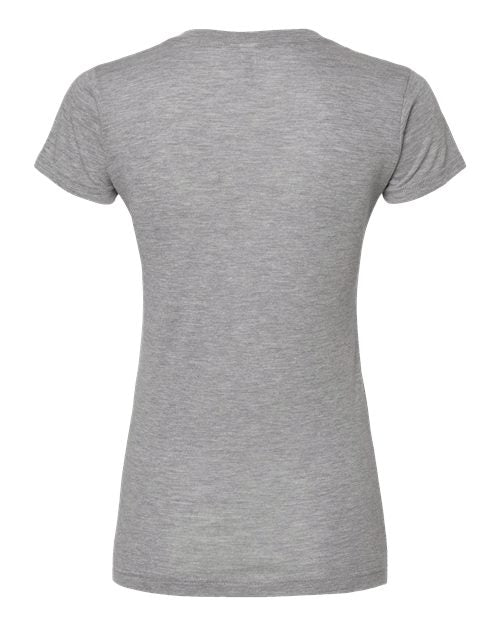M&O 3542, Women's Deluxe Blend V-neck T-shirt, Heather Grey