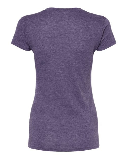 M&O 3542, Women's Deluxe Blend V-neck T-shirt, Heather Purple