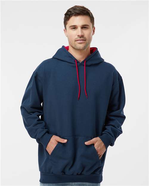 Two-Tone Hooded Sweatshirt - - 9418 Navy Red 2XL 01139 14 oz and over Adult Blends Cotton - Over 50% Cuffed / Cuffs Drawstring Fleece Fleece - Premium - Hood Heavy (Over 6 oz) Hooded KF9041 King Fashion Long Sleeves Lycra Mens & Unisex No Visible Logos Pockets Polyester Ribbed Sweatshirts Sweatshirts & Fleece Tops