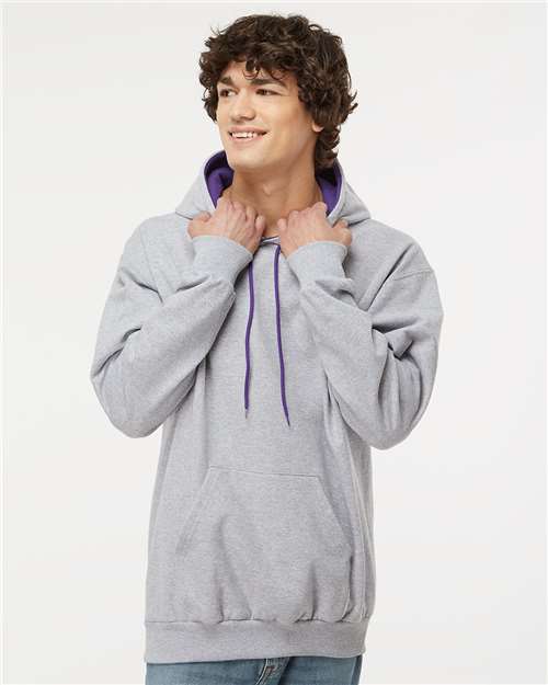 Two-Tone Hooded Sweatshirt - - 9418 Sport Grey Purple 01139 14 oz and over Adult Blends Cotton - Over 50% Cuffed / Cuffs Drawstring Fleece Fleece - Premium - Hood Heavy (Over 6 oz) Hooded KF9041 King Fashion Long Sleeves Lycra Mens & Unisex No Visible Logos Pockets Polyester Ribbed Sweatshirts Sweatshirts & Fleece Tops