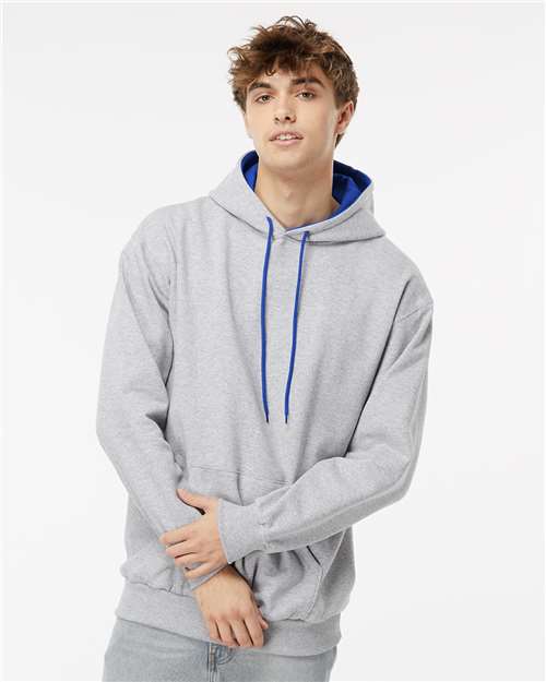 Two-Tone Hooded Sweatshirt - - 9418 Sport Grey Royal Blue M 01139 14 oz and over Adult Blends Cotton - Over 50% Cuffed / Cuffs Drawstring Fleece Fleece - Premium - Hood Heavy (Over 6 oz) Hooded KF9041 King Fashion Long Sleeves Lycra Mens & Unisex No Visible Logos Pockets Polyester Ribbed Sweatshirts Sweatshirts & Fleece Tops