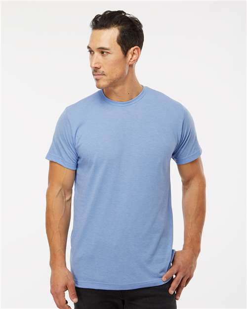 Deluxe Blend T-Shirt - - 9421 Heather Blue 00842 3541 6-6.9 oz Adult Cotton Cotton - Ringspun Crewneck Fall Style Guide 2024 CA Festival Season M&O Mens & Unisex No Visible Logos Polyester - Over 50% Regular (5-6 oz) S&S Exclusive Brands Short Sleeves Side Seams T-Shirts T-Shirts - Premium Tops