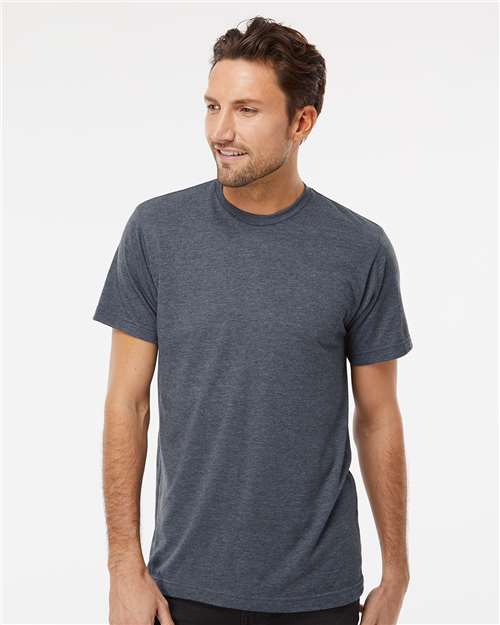 Deluxe Blend T-Shirt - - 9421 Heather Navy 00842 3541 6-6.9 oz Adult Cotton Cotton - Ringspun Crewneck Fall Style Guide 2024 CA Festival Season M&O Mens & Unisex No Visible Logos Polyester - Over 50% Regular (5-6 oz) S&S Exclusive Brands Short Sleeves Side Seams T-Shirts T-Shirts - Premium Tops