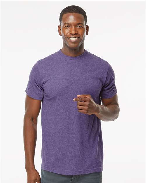 Deluxe Blend T-Shirt - - 9421 Heather Purple 00842 3541 6-6.9 oz Adult Cotton Cotton - Ringspun Crewneck Fall Style Guide 2024 CA Festival Season M&O Mens & Unisex No Visible Logos Polyester - Over 50% Regular (5-6 oz) S&S Exclusive Brands Short Sleeves Side Seams T-Shirts T-Shirts - Premium Tops