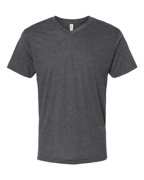 M&O 3543, Deluxe Blend V-neck T-shirt, Heather Charcoal