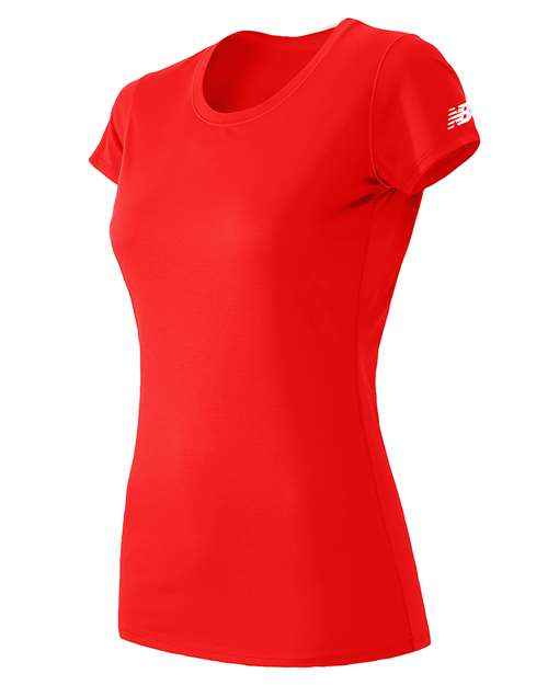 Women's Performance T-Shirt - - 9426 Team Red 01261 Activewear Athletics Closeout Moisture-Management New Balance Performance Polyester Polyester - 100% Short Sleeves T-Shirts T-Shirts - Premium Tops Visible Logos Womens WT81036P