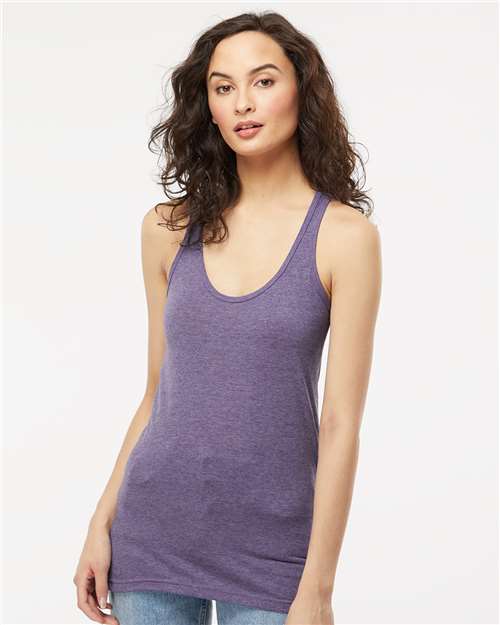 Women's Racerback Blend Tank - - 9429 Heather Purple 01142 3590 6-6.9 oz Adult Cotton Cotton - Ringspun Crops and Tanks Festival Season M&O No Visible Logos Polyester - Over 50% Regular (5-6 oz) S&S Exclusive Brands Side Seams Sleeveless T-Shirts T-Shirts - Premium Tank Tops Tear Away Tops Womens Y2K Fashion Trends