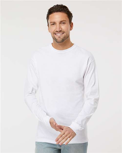 M&O 4820, Unisex Gold Soft Touch Long Sleeve T-shirt, White